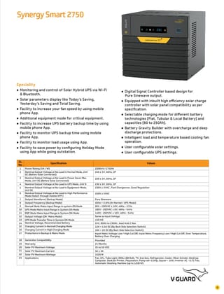 V-Guard Synergy Smart 2750 Solar Hybrid Inverter (2200VA / 1750W) | Wi-Fi & Bluetooth App Control | Pure Sinewave Output