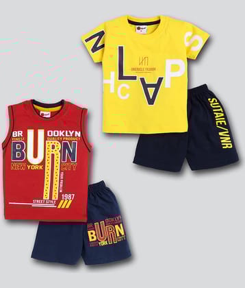 Mars Infiniti Pack of 2 Baby Boys Cotton T-Shirt & Shorts ( Yellow )
