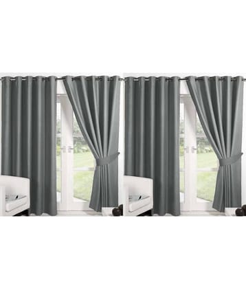 N2C Home Solid Semi-Transparent Eyelet Curtain 7 ft ( Pack of 4 ) - Dark Grey