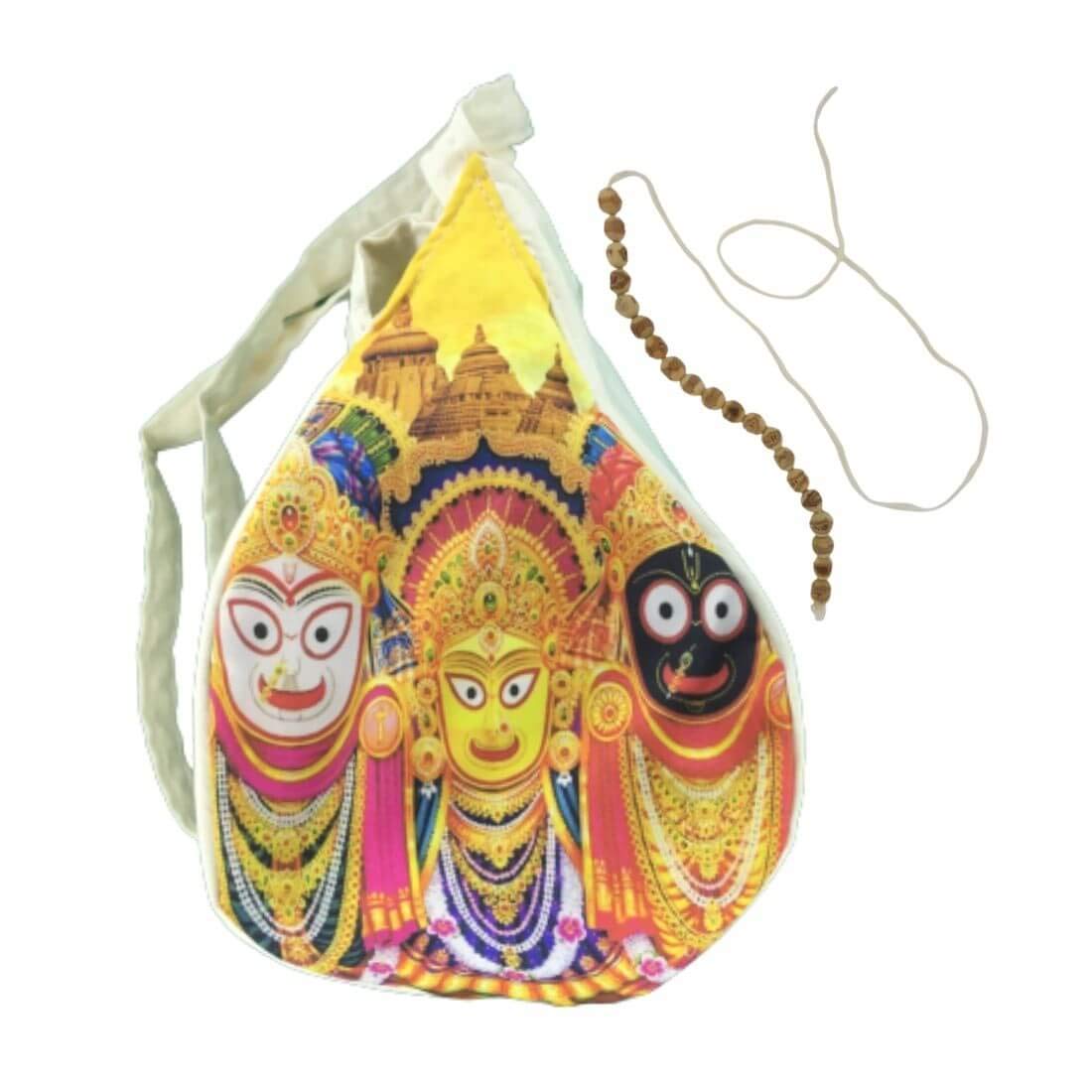 MAYAPURI Jagannath Printed Japa Mala Bag/Chanting Bag with Zip Pocket with Sakshi Mala (Pack of 1)