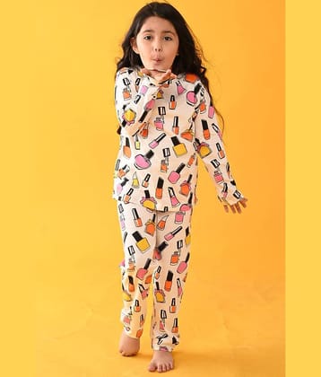 ANTHRILO Pack of 1 Girls Cotton Blend Nightsuit Set ( White )