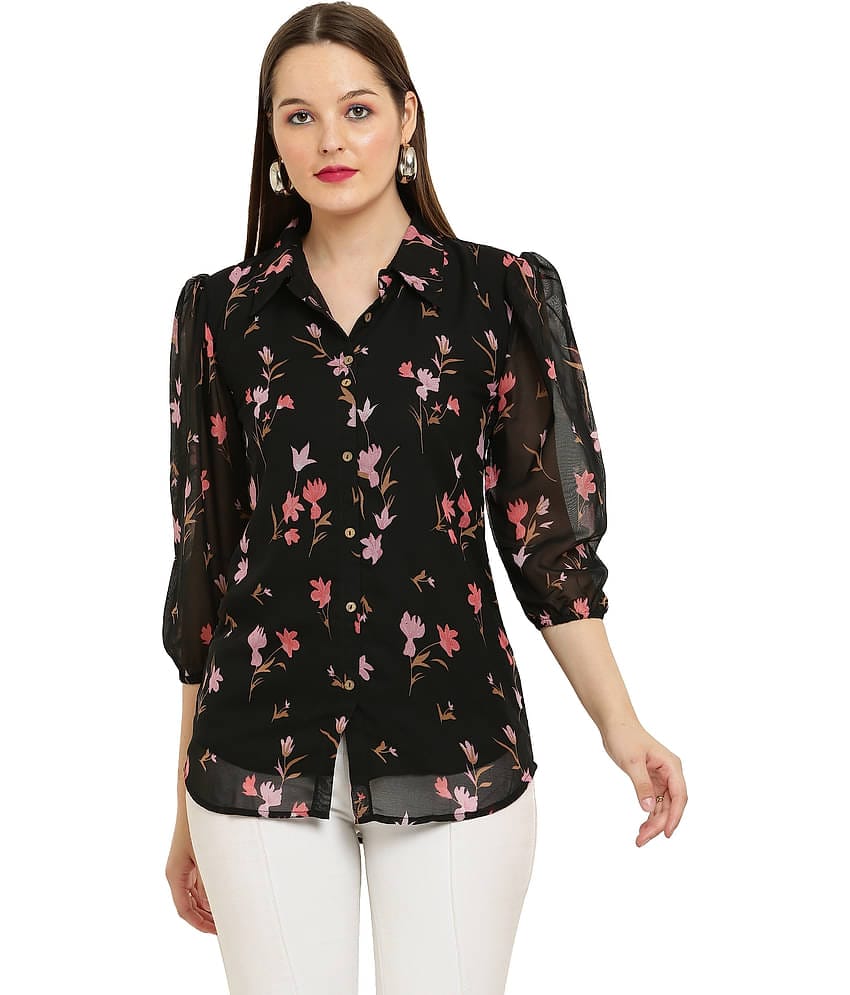 FASHJONS 360 Women's Georgette Tunic ( Black )