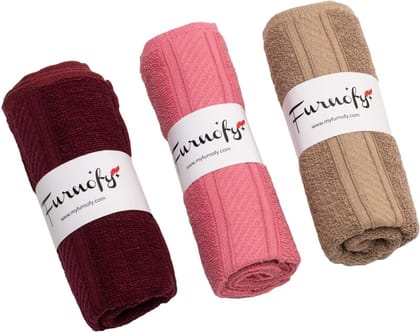 Furnofy Cotton 450 GSM Hand Towel Set Merun, Pink, Beige (Pack Of 3) Furnofy Cotton 450 GSM Hand Towel Set Merun, Pink, Beige (Pack Of 3)
