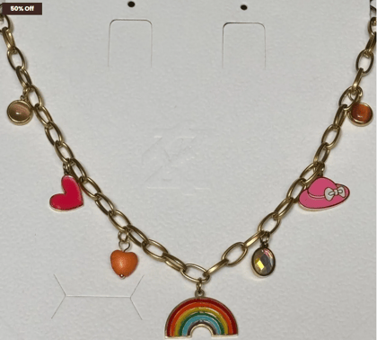 Anti Tarnish Stainless Steel Rainbow Charm Necklace