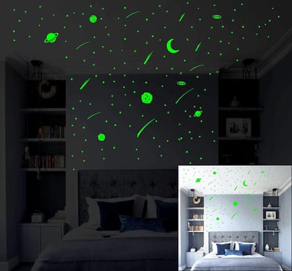 DreamKraft Glow in The Dark Stars for Ceiling or Wall Stickers (Green, 25 cm X 25 cm X 1 cm)