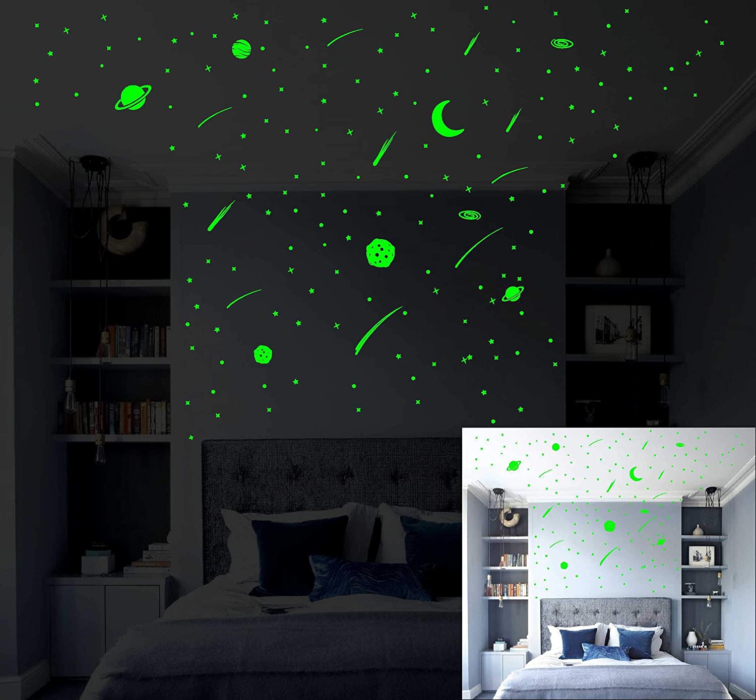 DreamKraft Glow in The Dark Stars for Ceiling or Wall Stickers (Green, 25 cm X 25 cm X 1 cm)