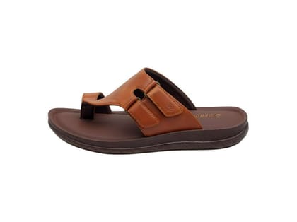 VKC Deon DX30109 Tan Men's  Semi Covering Synthetic Leather Sandal  - UK 6