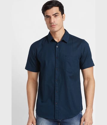 Globus - Blue Linen Regular Fit Men's Casual Shirt ( Pack of 1 )