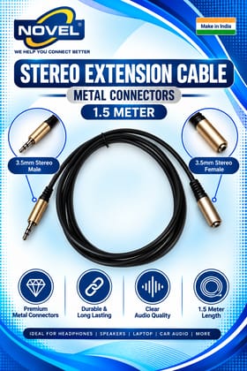 NOVEL STEREO EXTENSION CABLE MALE - FEMALE METAL 10 METER