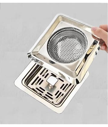 Stainless Steel Square Kitchen Sink Strainer Jali 11.5cm