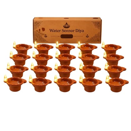Pack of 20 Water Sensor LED Diyas - Automatic Light Up Flameless Electronic Deepawali Diyas for Home, Temple, Festival, Puja Pack of 20 Water Sensor LED Diyas - Automatic Light Up Flameless Electronic Deepawali Diyas for Home, Temple, Festival, Puja