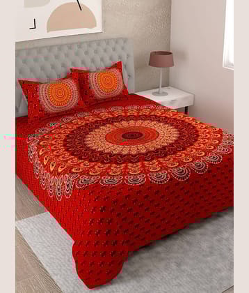 Uniqchoice Navy Blue Cotton King Size Bedsheet With 2 Pillow Covers