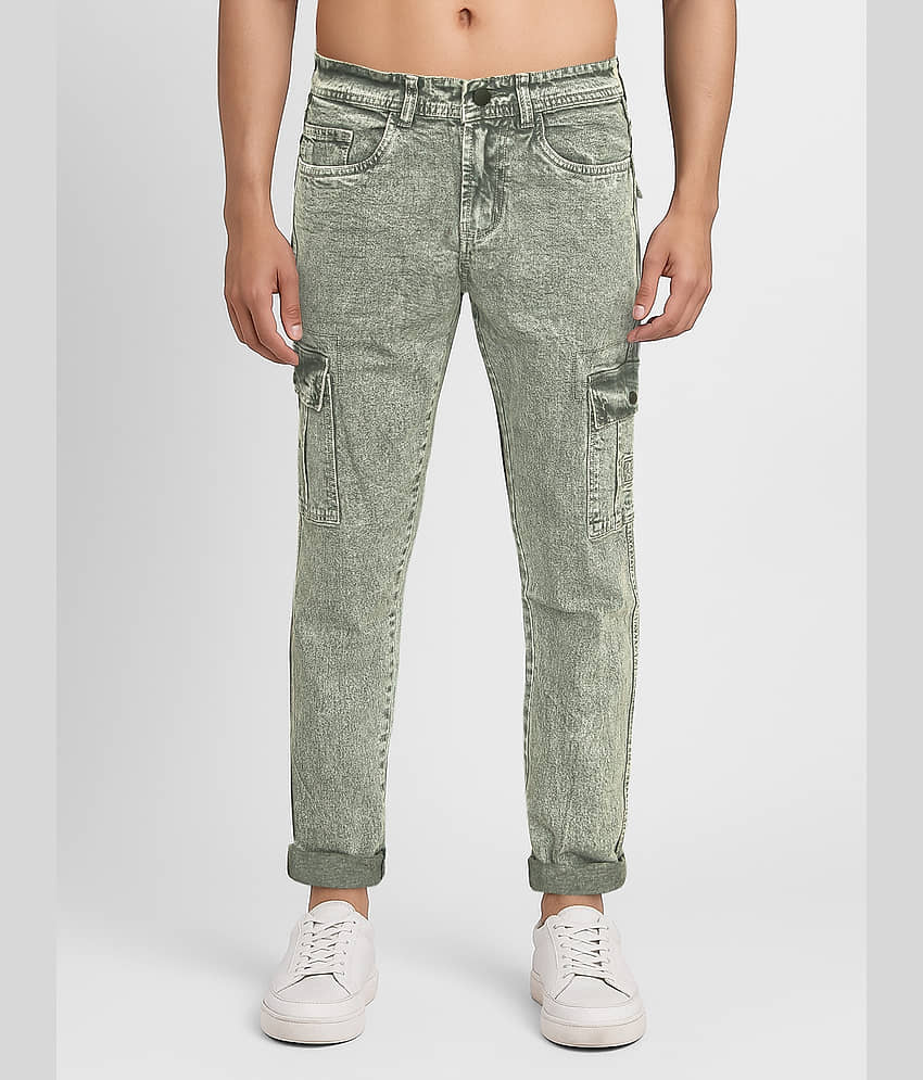 plounge Clean Look Men's Jeans - Green ( Pack of 1 )