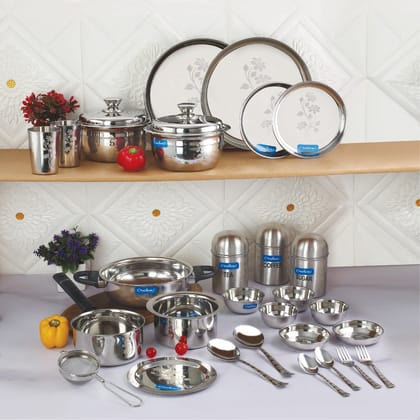Jodi Dine, Cook & Serve 30 Pcs Stainless Steel Dinner Set-Laser Etching / 30