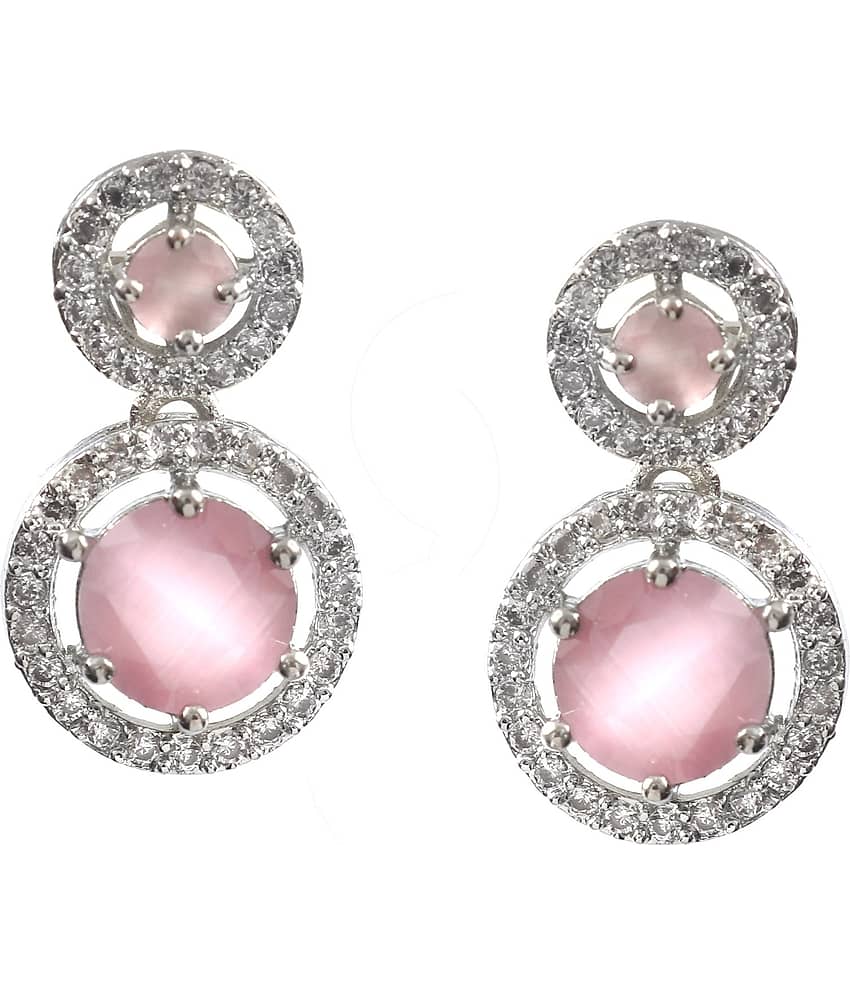 Jewar Mandi - Pink Drop Earrings ( Pack of 1 )