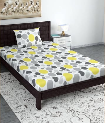 DIVINE CASA Cotton Single Bedsheet ( Yellow )