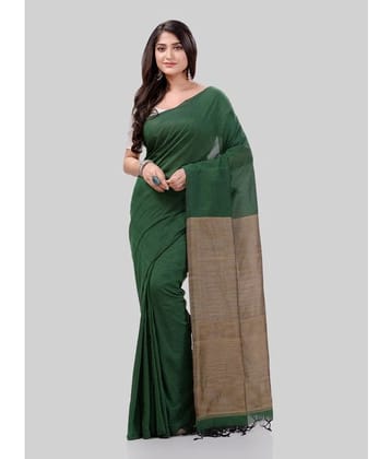 Desh Bidesh Cotton Woven Saree Without Blouse Piece - Green ( Pack of 1 ) - Green