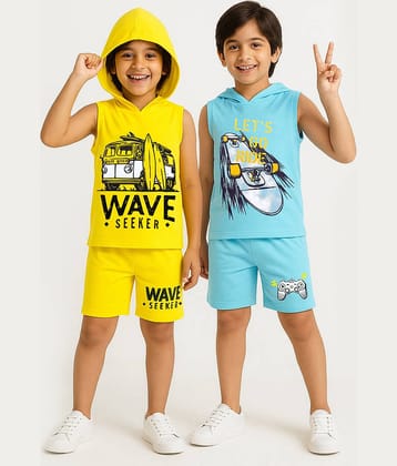 Kuchipoo Pack of 2 Boys Cotton Blend T-Shirt & Shorts Set ( Multicolor 15 )