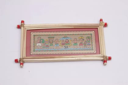 Tisser Pattachitra handpainted Palm Leaf, Wood frame