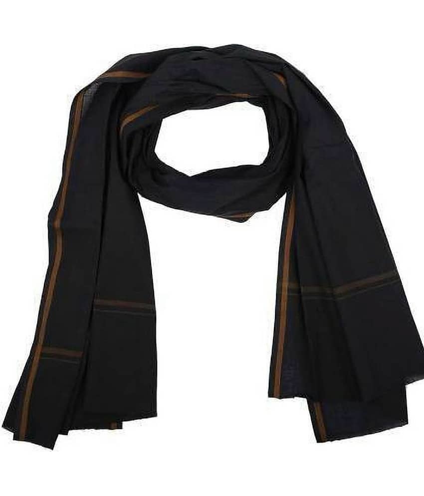 Mk weaves Black Cotton Men's Scarves ( Pack of 1 )