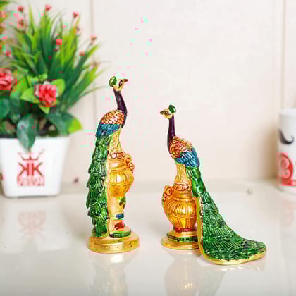 DreamKraft Metal Peacock Statue Multicolor Couple Pair Decorative Showpiece DreamKraft Metal Peacock Statue Multicolor Couple Pair Decorative Showpiece