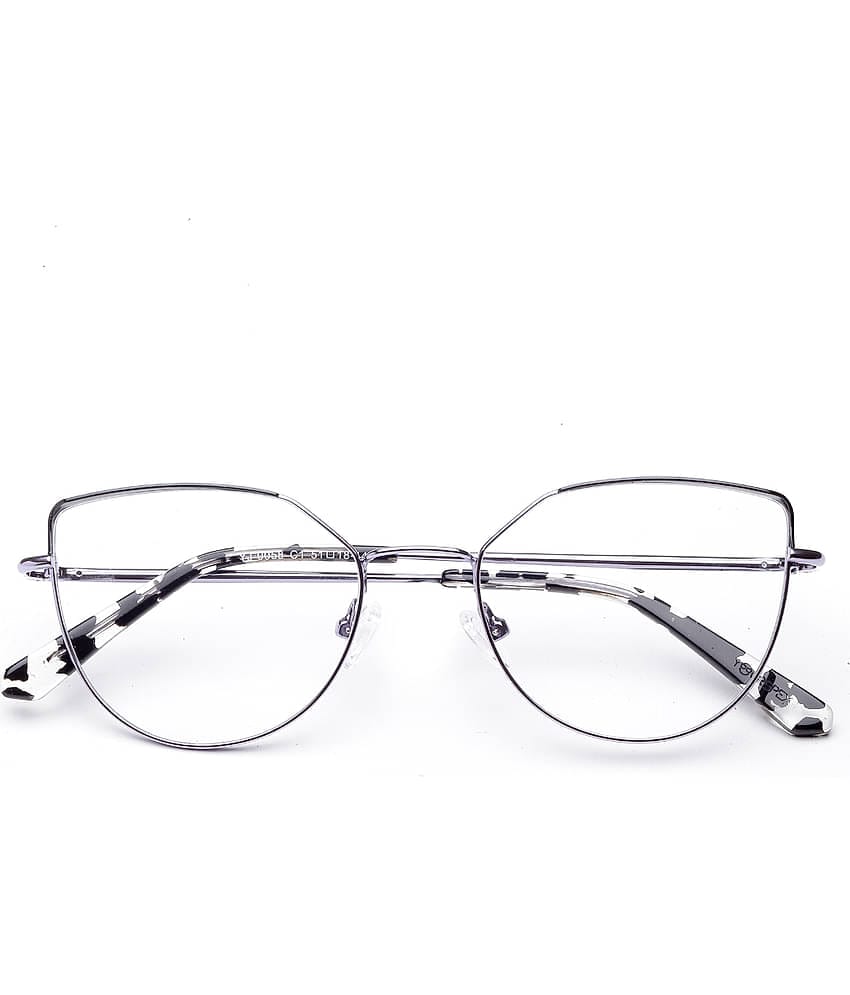 YourSpex - Silver Cat Eye Eyeglass Frame ( Pack of 1 )