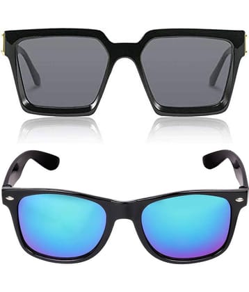 Kanny Devis - Black Rectangular Sunglasses ( Pack of 2 )