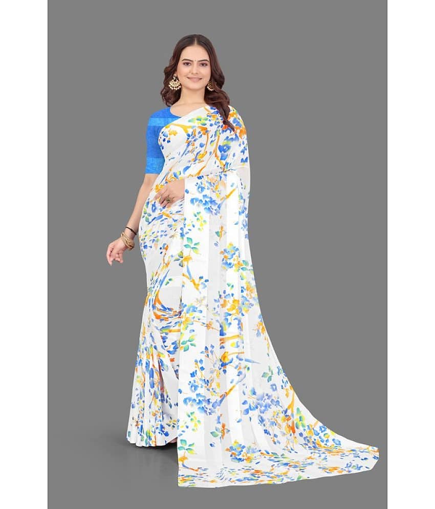 Sanjana Silks Georgette Printed Saree With Unstitched Blouse Piece ( Pink )