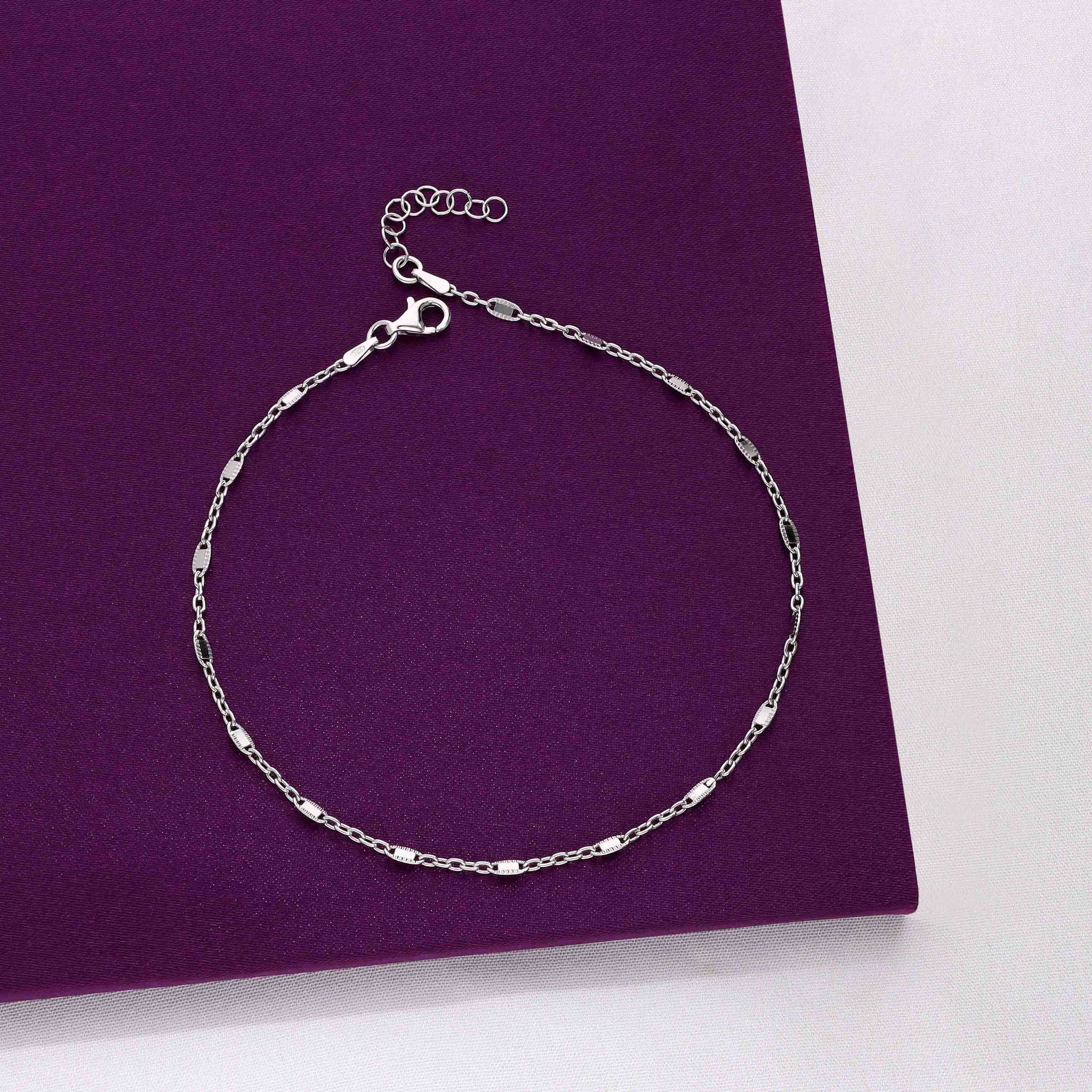 Sterling Silver Line Chain Anklet-None / Silver