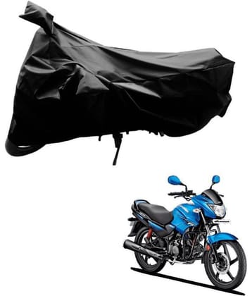AutoRetail Dust Proof Two Wheeler Polyster Cover for Hero Glamour Fi (Mirror Pocket, Black Color)
