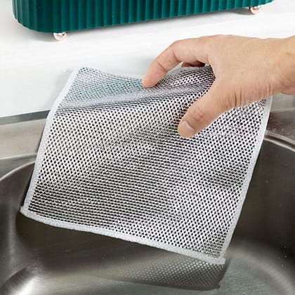 DHRUVINSRI Double-Sided Multipurpose Microfiber Cloths, Stainless Steel Scrubber, Non-Scratch Wire Cloth, (5 Pc / 20 x 20 Cm each pc)