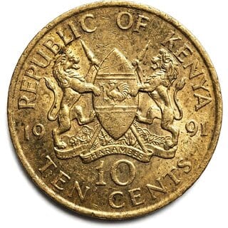 10 Cents (Random Year) old Kenya Copper Coin Silver Plated Ancient India Variant