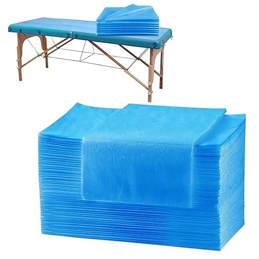 FAIRBIZPS Disposable Non-Woven Bed Sheet for Hospital, Hotel, Spa and Beauty Parlor, 182.88 cm x 60.96 cm, Blue Pack of 10