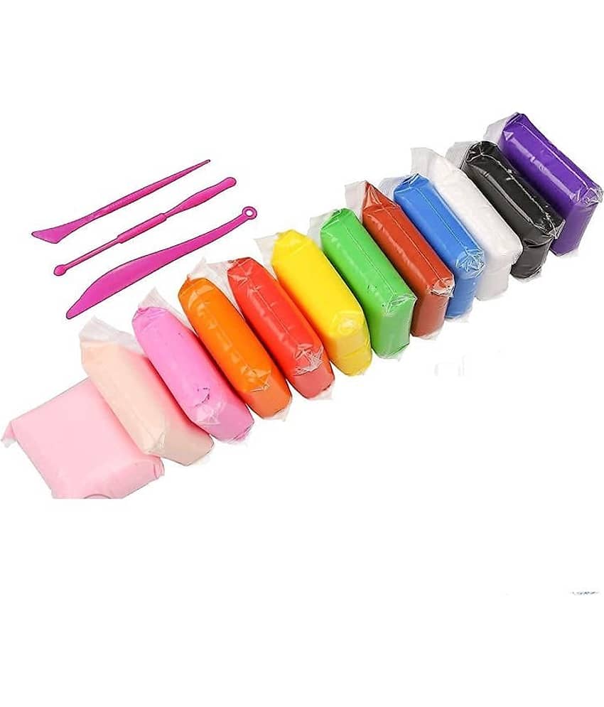 Freedy (Pack of 12) Air Dry Clay, Colorful Children Soft Clay, Creative Art Crafts, Gifts for Kids-Multi Color. Non-Toxic Modeling Magic Fluffy Foam Bouncing Clay Putty Kit for Kids with Tools