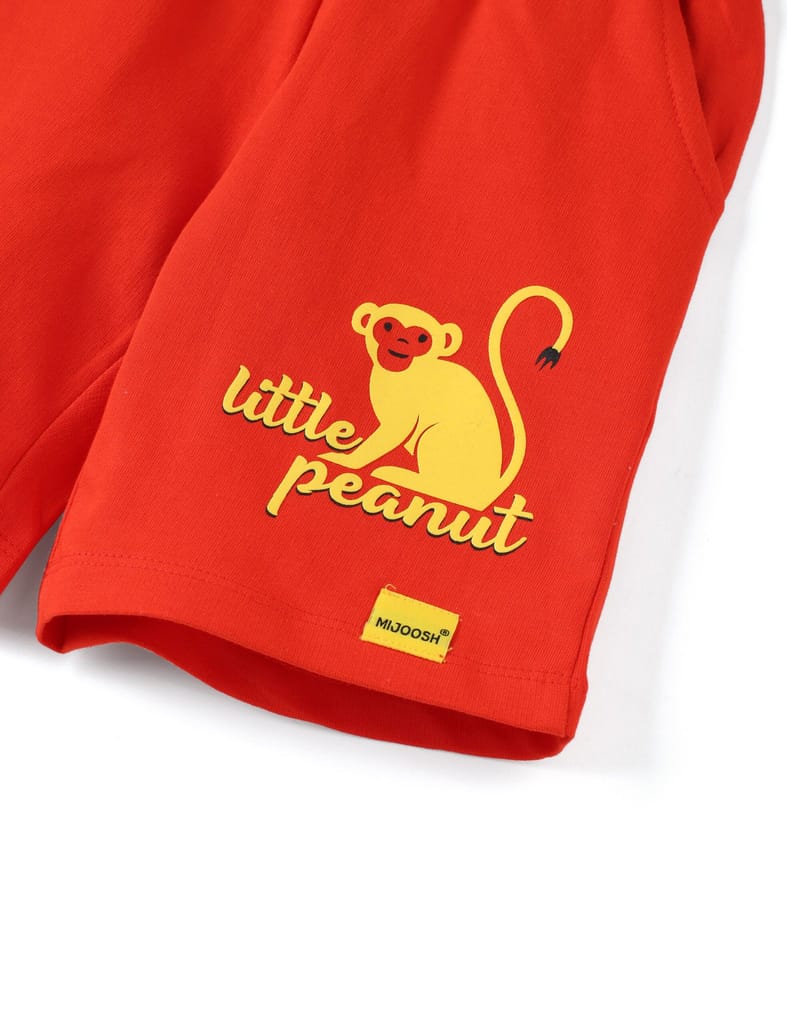 Luxurious Kids Boys Shorts Cotton French Terry Fiery Red Peanut Monkey 2025 at ShopCircuit | OND