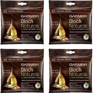 Garnier Black Naturals Cream Natural Brown 4.0 Hair Color - 20ml+20g (Pack Of 4)
