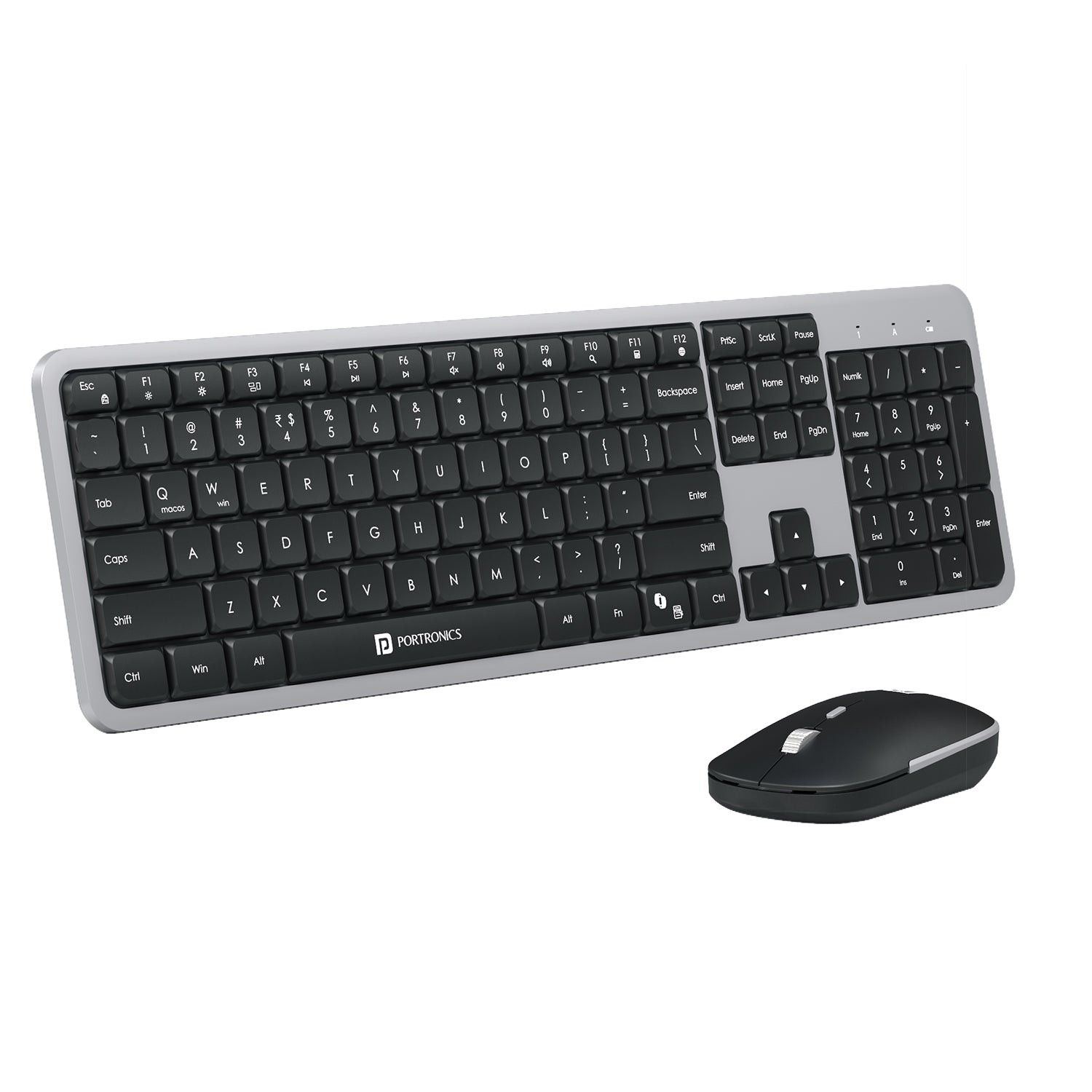 Portronics Key4 Combo, 2.4 GHz Wireless Connectivity, High-Precision Wireless Mouse, Dedicated AI Assistance Key, Smart Power Saving Mode