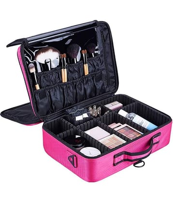 House Of Quirk Pink 3 Layers Large Professional Makeup Travel Case