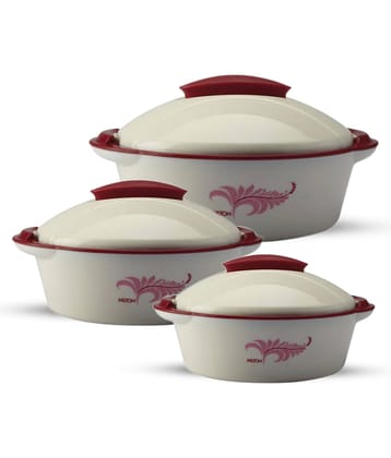 Milton Crisp Dlx Insulated Inner Steel Casserole, Set of 3, (430 ml, 1.05 Litres, 1.70 Litres) Pink
