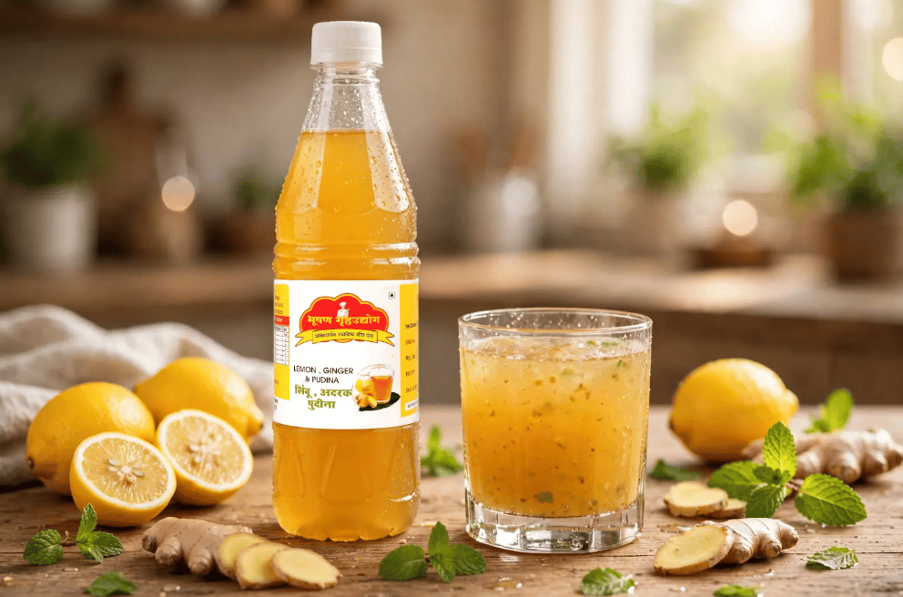 Lemon Ginger Pudina Juice, Refreshing Lemon Ginger Mint Beverage with Zesty, Tangy and Cooling Flavour