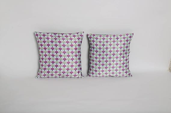 Koko Decorative Polyester Cushion Cover Set of 2 | Soft Textured Purple Design | 16x16 Inch Square Pillow Covers for Bed, Chair, and Sofa