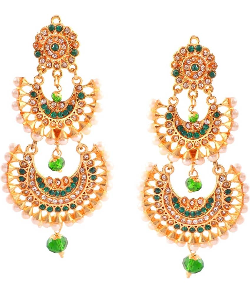 Jewarhaat - Green Chandbalis Earrings ( Pack of 1 )