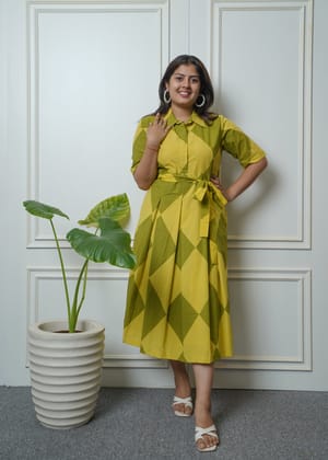 Pure cotton calf lenght dress-S