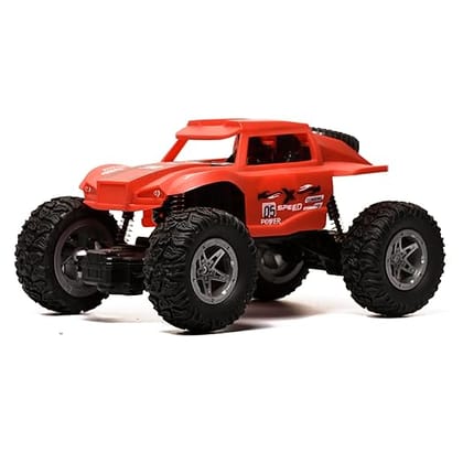 Braintastic Off Roader Rechargeable Remote Control Car, 4 Wheel Metal Alloy Phantom Rock Crawler, Headlights Modes, Made in India (Red Color)