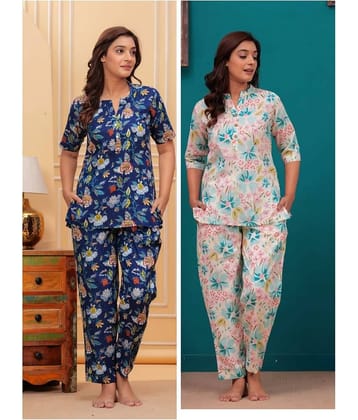 Nevisha Style Women Printed Kurta With Trousers Co-Ord Set ( Multicolor )