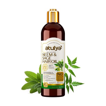 Atulya Neem & Sage Hair Oil | Nourishing and Anti-dandruff - 200ml Atulya Neem & Sage Hair Oil | Nourishing and Anti-dandruff - 200ml