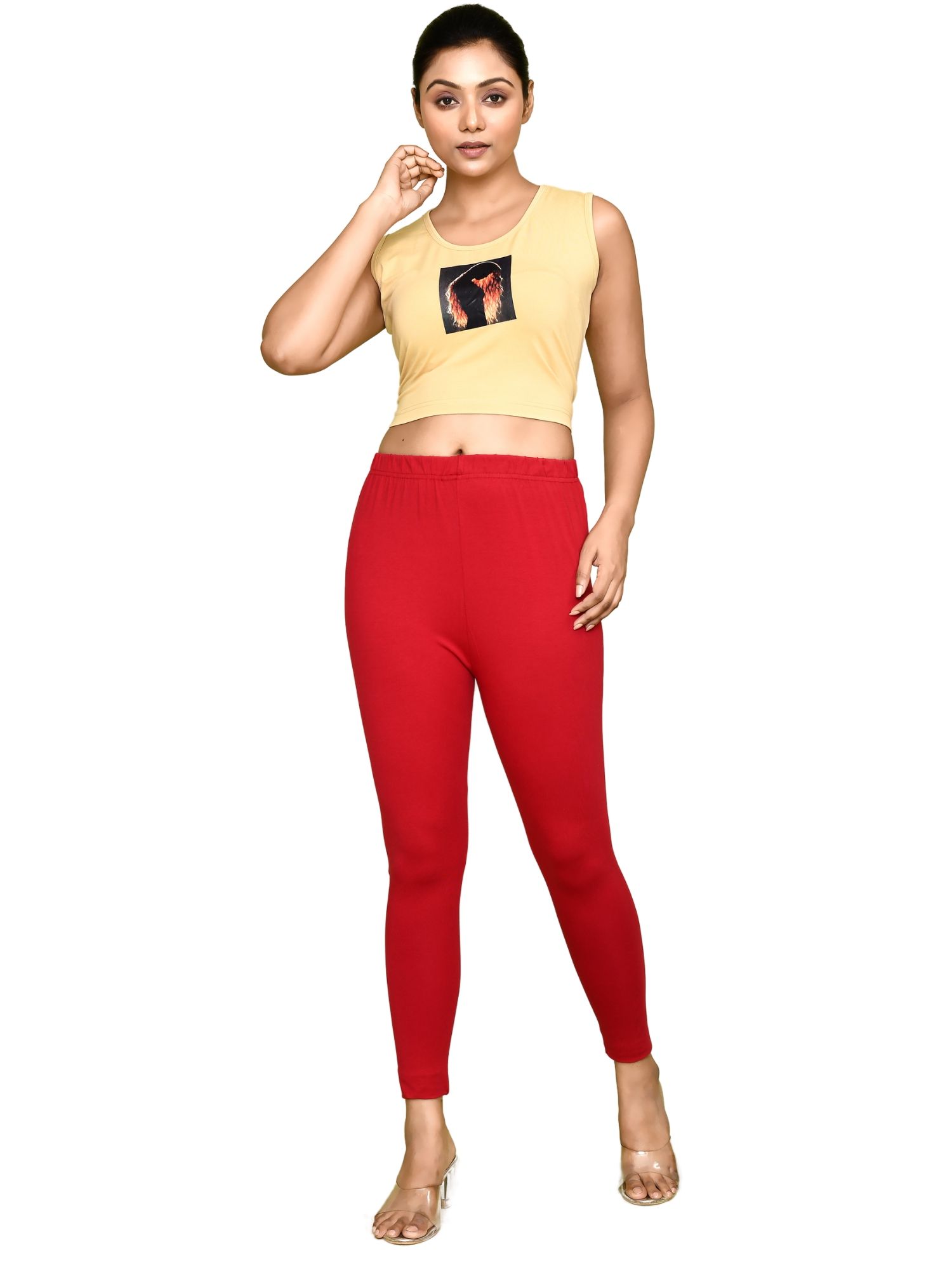 003AFR 4Cats Free Size Royal Ankle Cut Leggings - Maroon