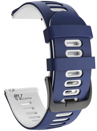 Valente Silicone Dual Color 20mm Watch Strap Compatible with Galaxy Watch Active 2 (40mm & 44mm),Active (40mm), Watch 3 (41mm),Boat Vertex,Amazfit Bip,GTR (42mm),GTS,Dizo Watch 2-Navy Blue&White