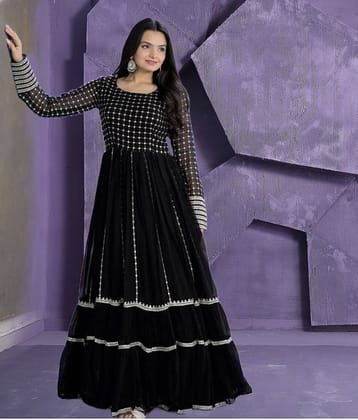 kedar fab Women Georgette Embellished Gown ( Black )