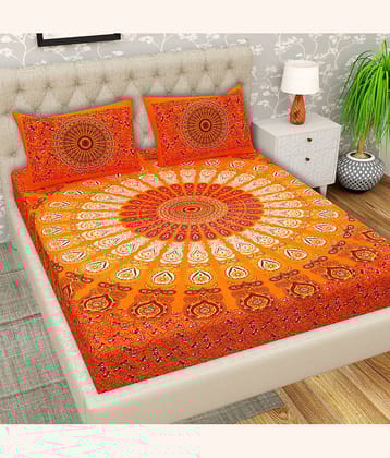 Cosito Cotton 1 Double Bedsheet with 2 Pillow Covers ( Orange )